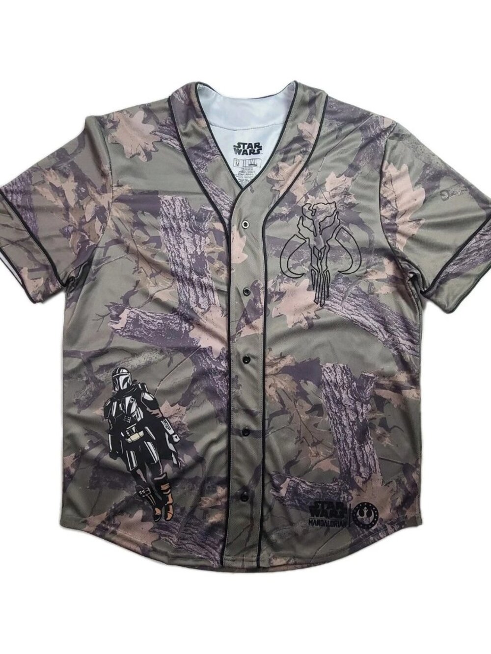 Star Wars The Mandalorian Baseball Jersey Adult Size Small Camo NWT